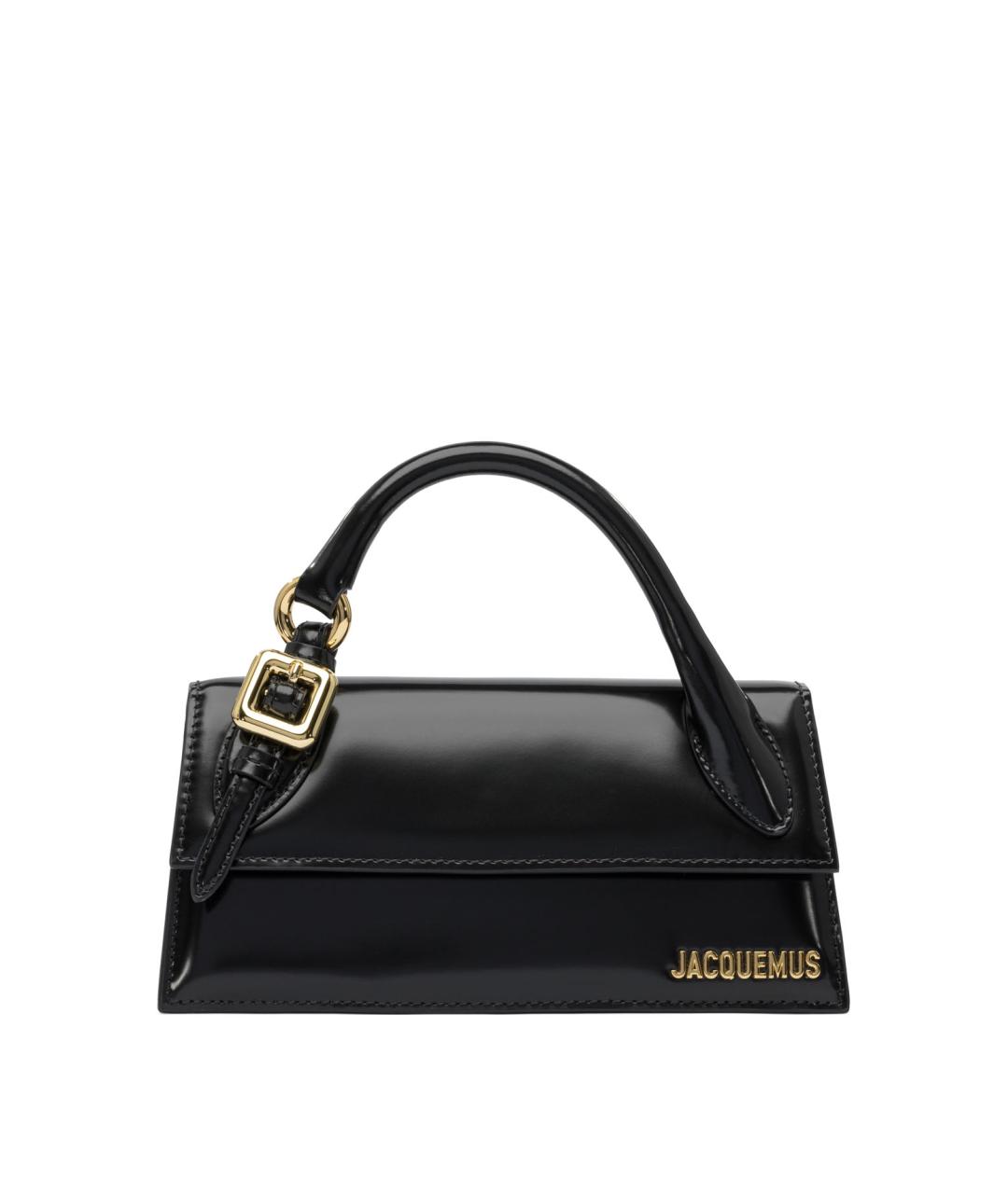 JACQUEMUS Черная кожаная сумка с короткими ручками, фото 1
