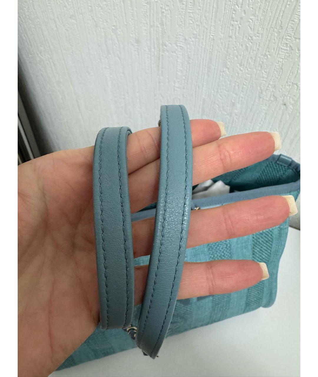 CHANEL Бирюзовая тканевая сумка через плечо, фото 2