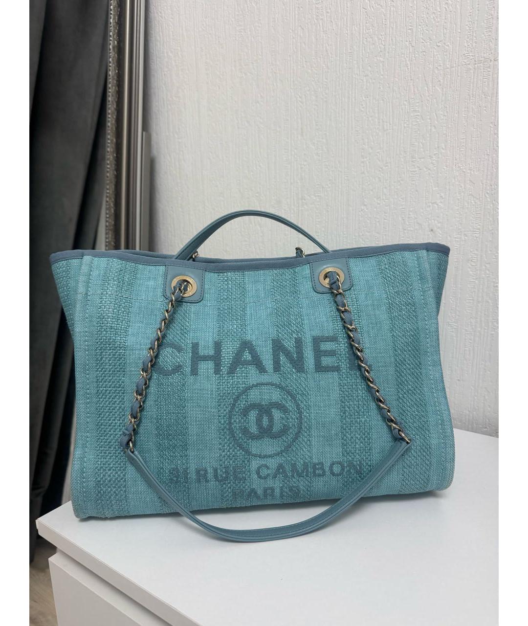 CHANEL Бирюзовая тканевая сумка через плечо, фото 7