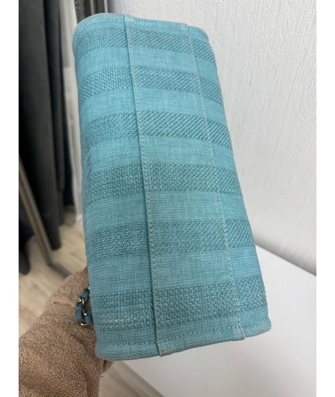 CHANEL Бирюзовая тканевая сумка через плечо, фото 3