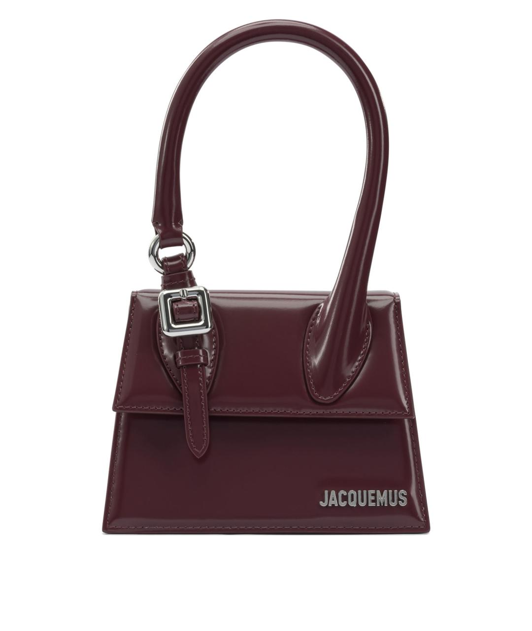 JACQUEMUS Бордовая кожаная сумка с короткими ручками, фото 1