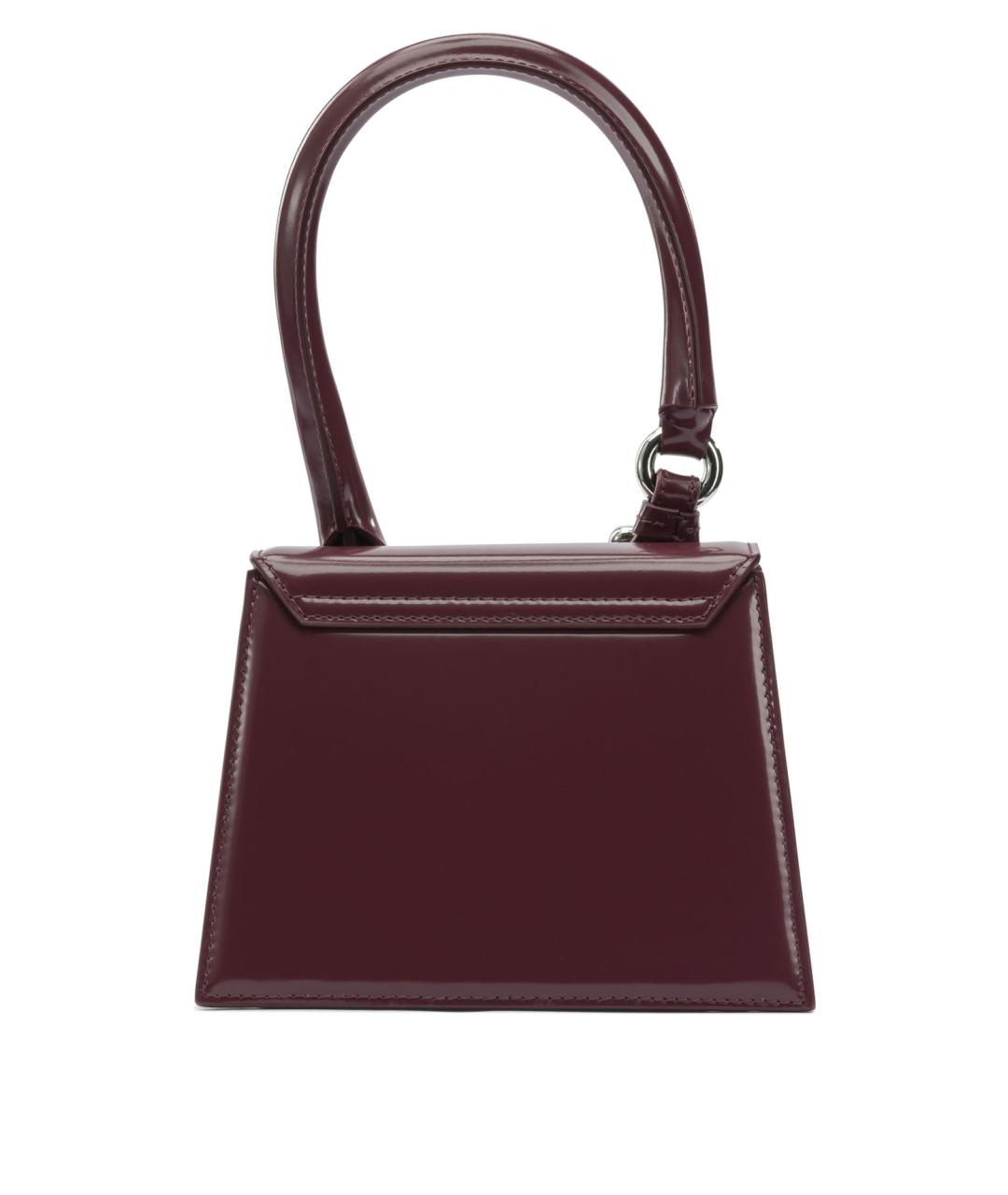 JACQUEMUS Бордовая кожаная сумка с короткими ручками, фото 3