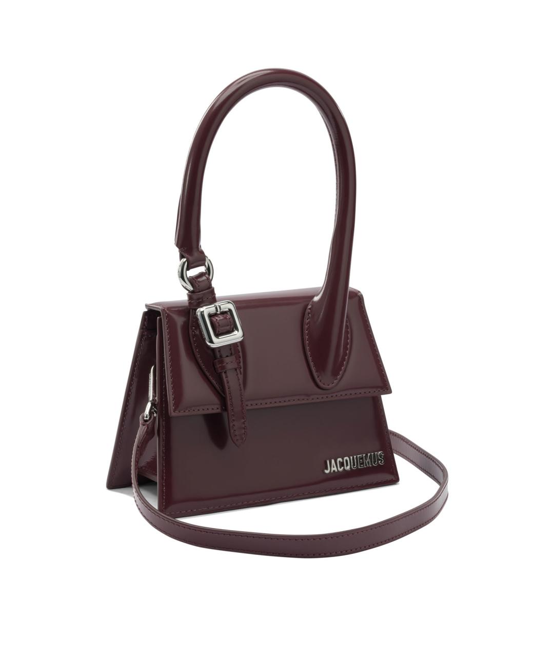 JACQUEMUS Бордовая кожаная сумка с короткими ручками, фото 2