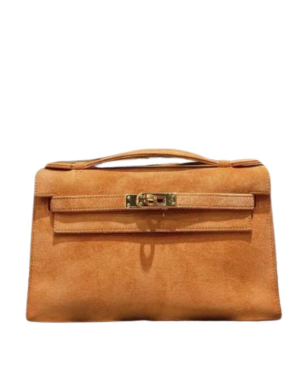 HERMES Замшевая сумка с короткими ручками, фото 1