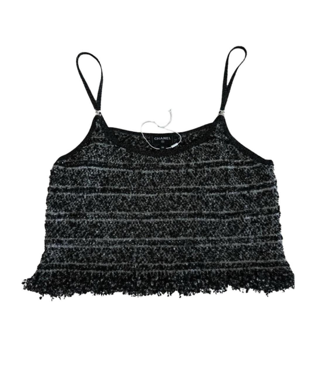 CHANEL Черная шерстяная майка, фото 1