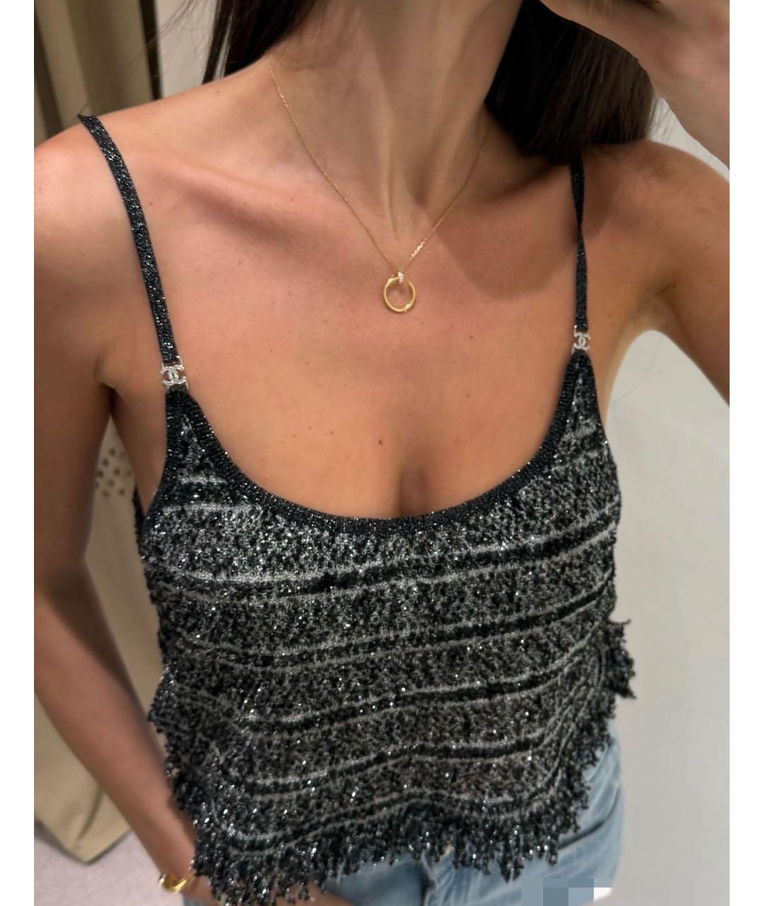 CHANEL Черная шерстяная майка, фото 2