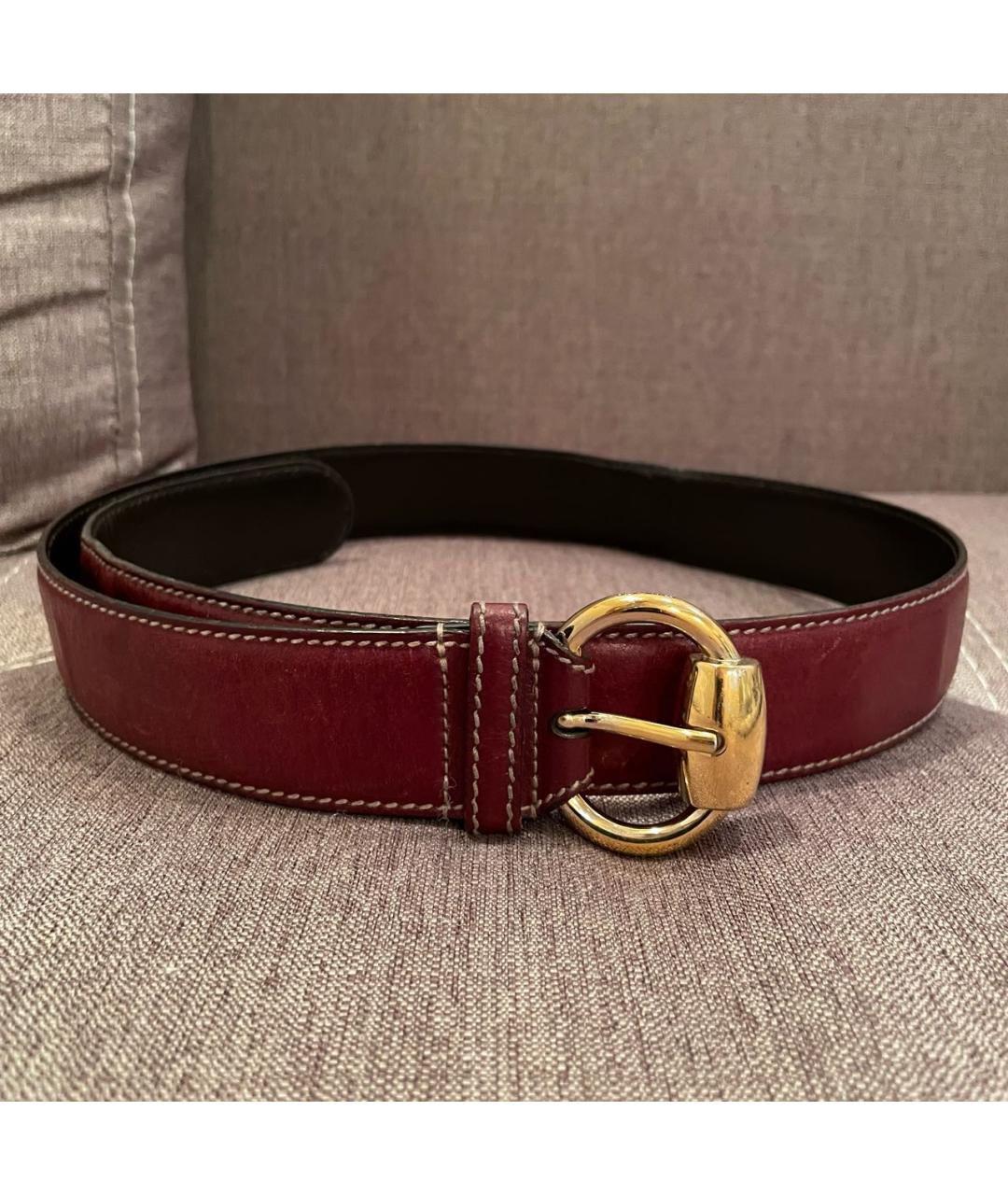 GUCCI Бордовый кожаный ремень, фото 5