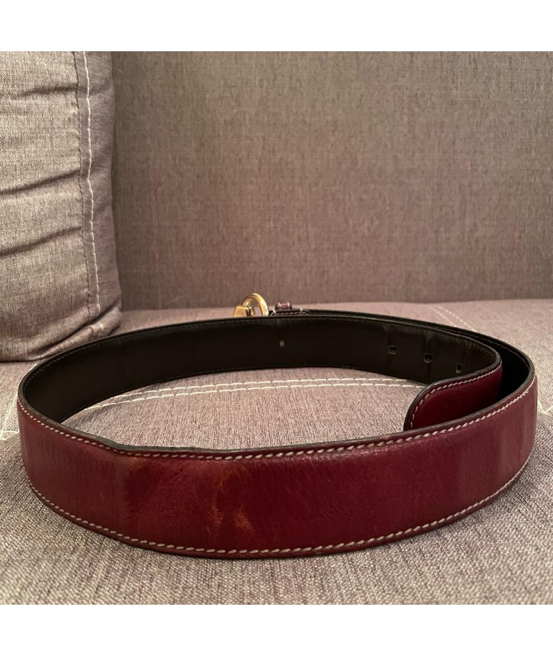 GUCCI Бордовый кожаный ремень, фото 3