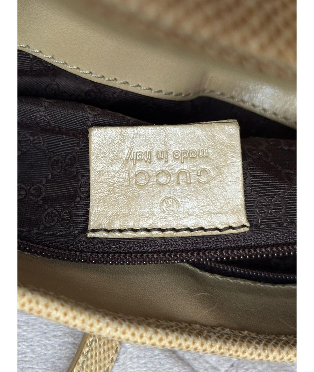 GUCCI Желтая сумка с короткими ручками из экзотической кожи, фото 4