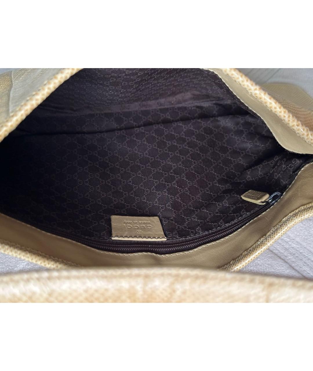 GUCCI Желтая сумка с короткими ручками из экзотической кожи, фото 3