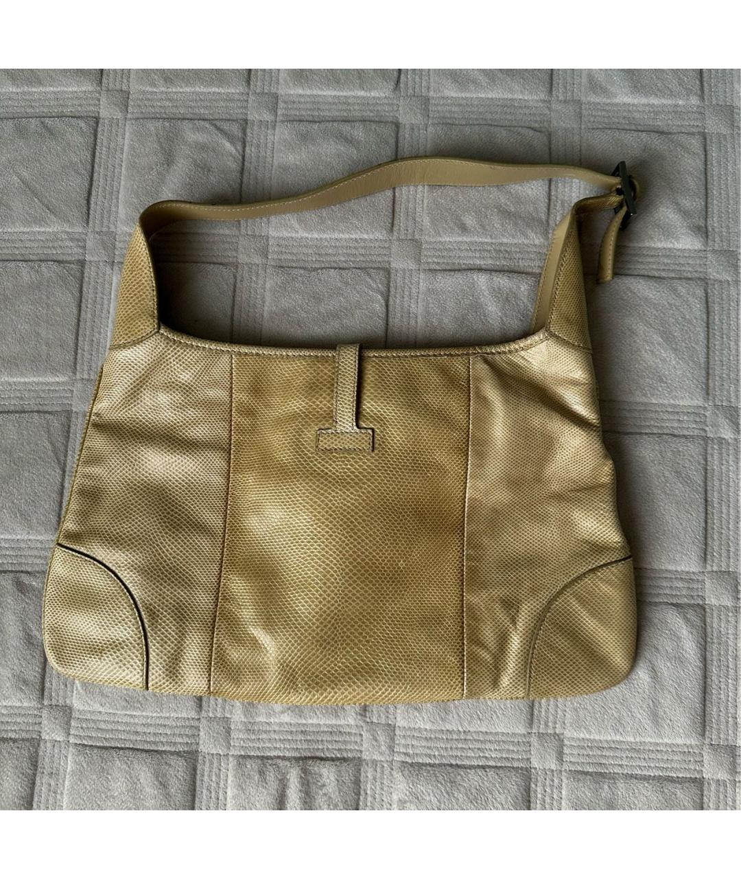 GUCCI Желтая сумка с короткими ручками из экзотической кожи, фото 2