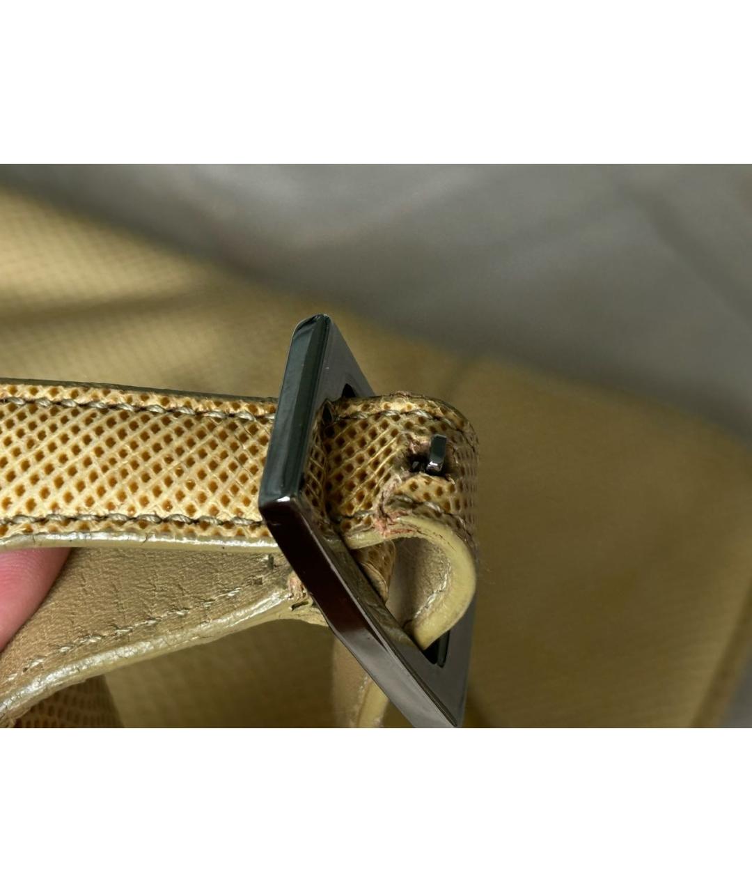 GUCCI Желтая сумка с короткими ручками из экзотической кожи, фото 6