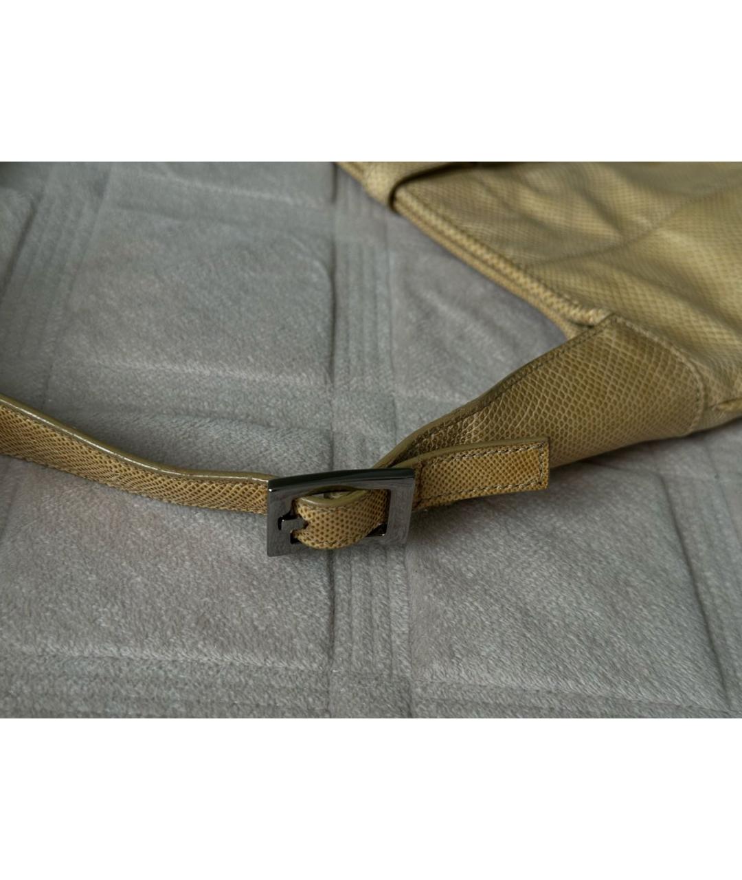 GUCCI Желтая сумка с короткими ручками из экзотической кожи, фото 5