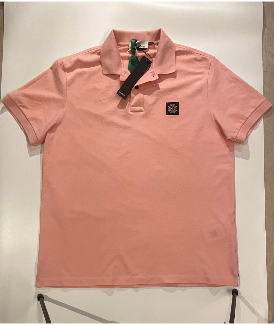 STONE ISLAND Розовое хлопковое поло с коротким рукавом, фото 4