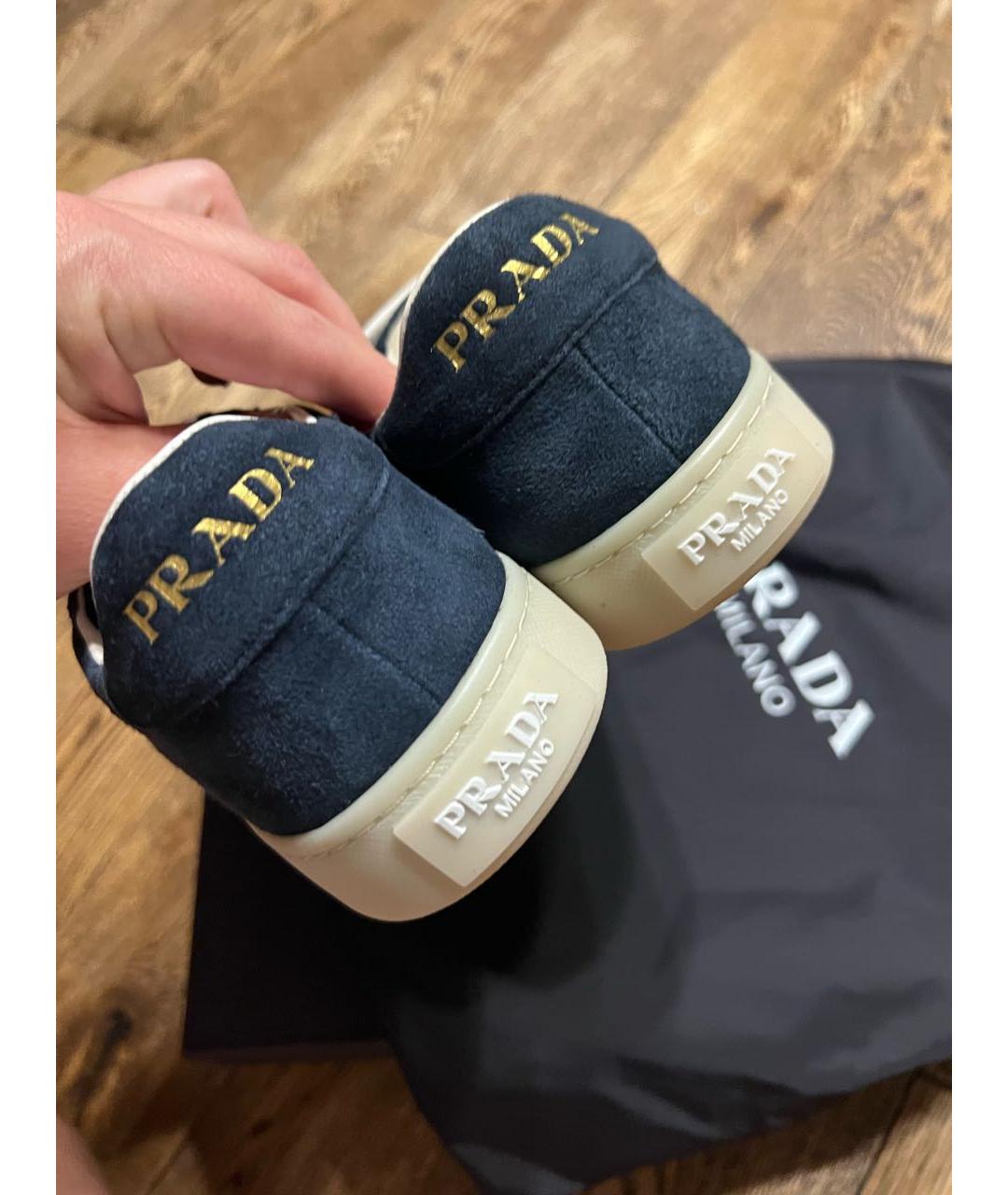 PRADA Темно-синие замшевые кеды, фото 8