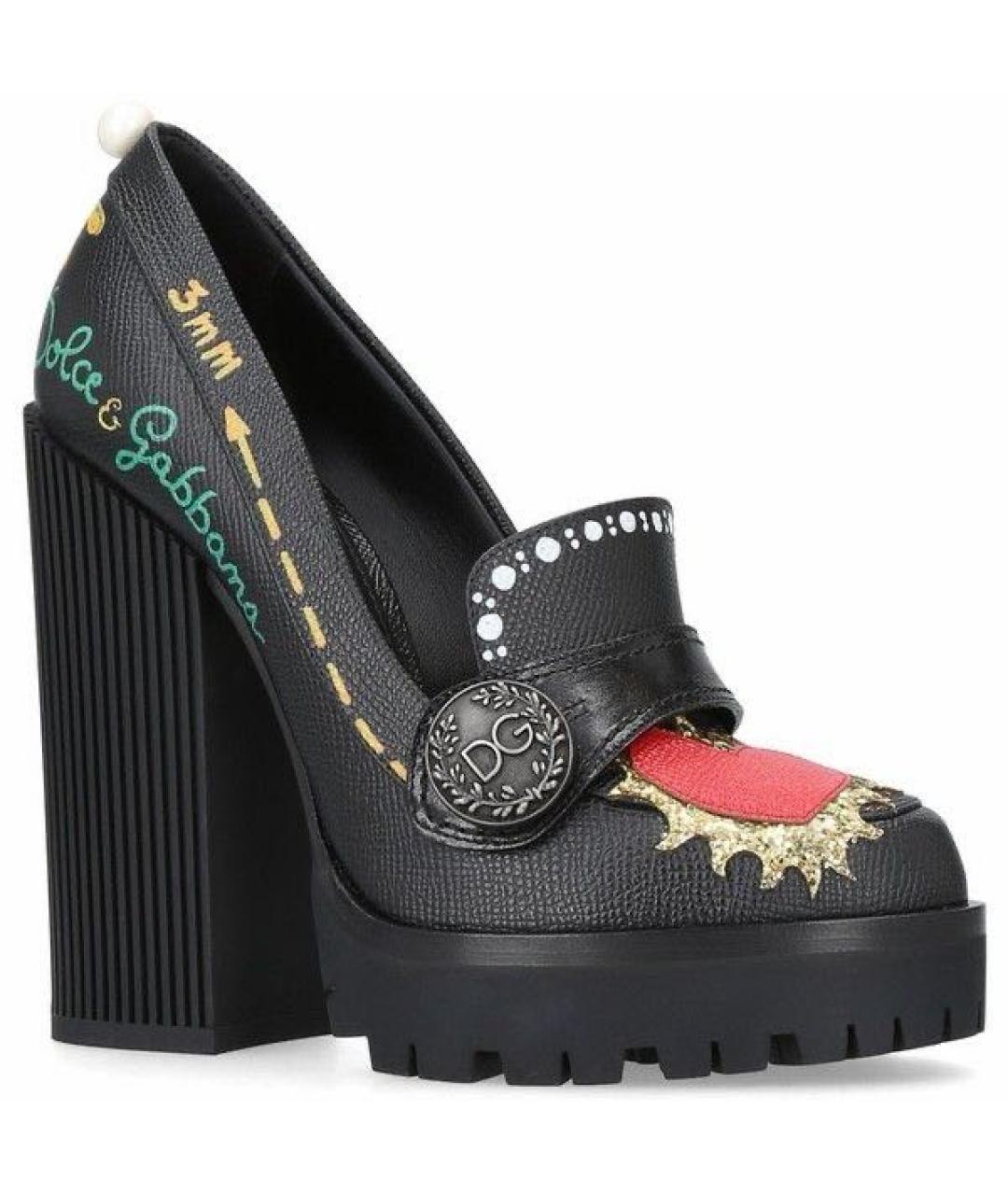 DOLCE&GABBANA Черные кожаные туфли, фото 1