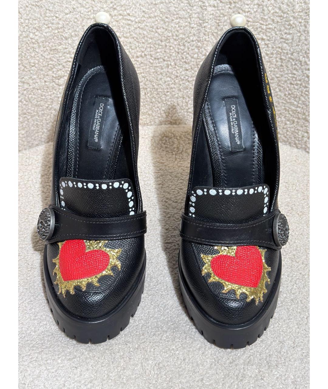 DOLCE&GABBANA Черные кожаные туфли, фото 2