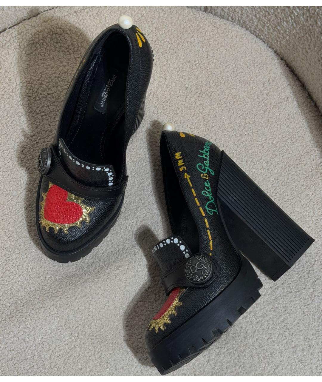 DOLCE&GABBANA Черные кожаные туфли, фото 5