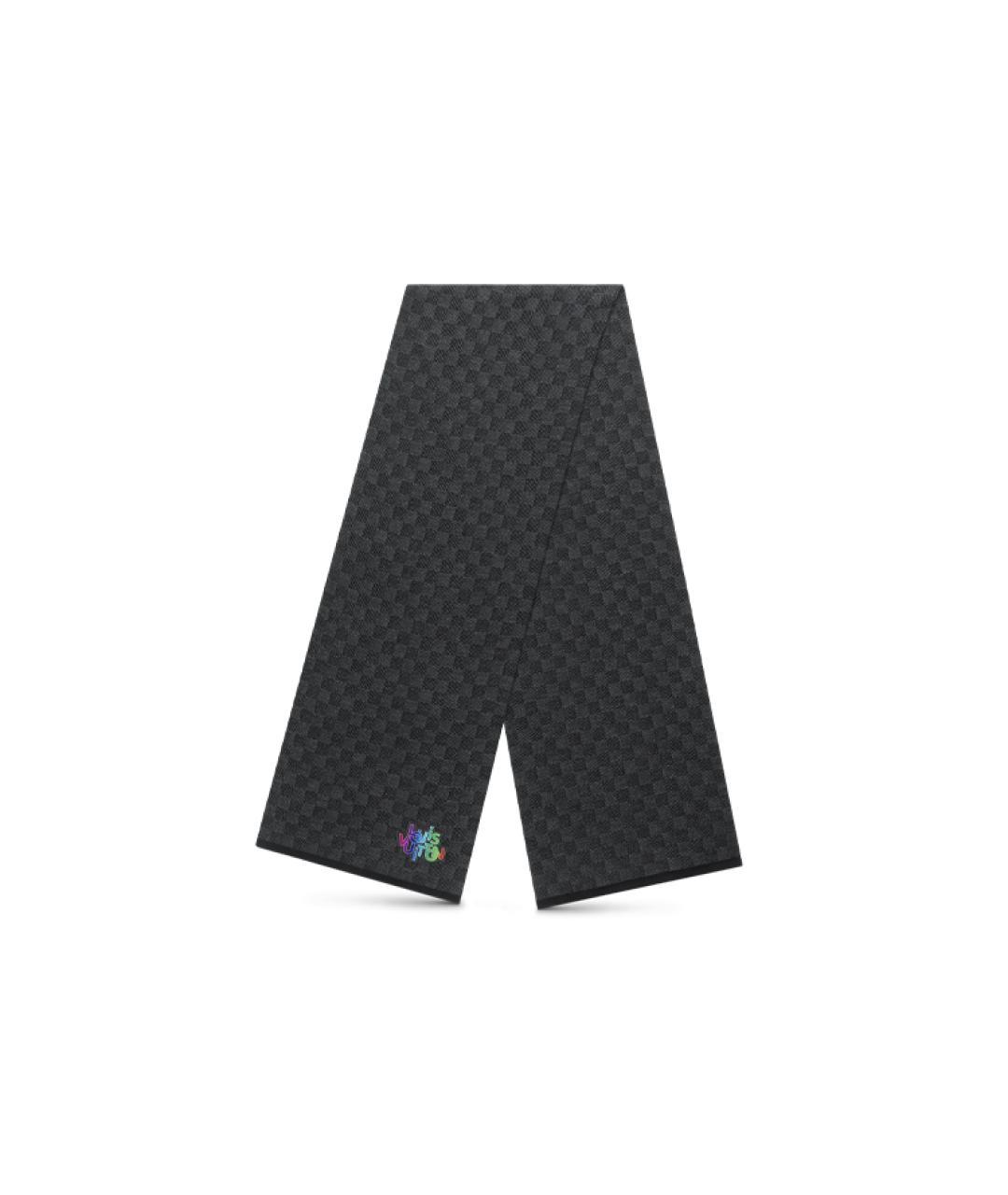 LOUIS VUITTON Черный шерстяной шарф, фото 4