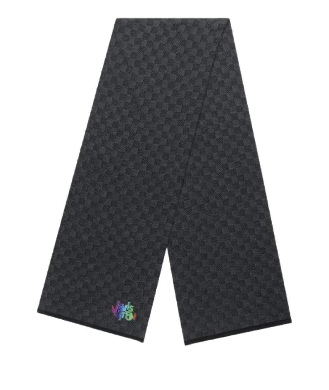 LOUIS VUITTON Черный шерстяной шарф, фото 1