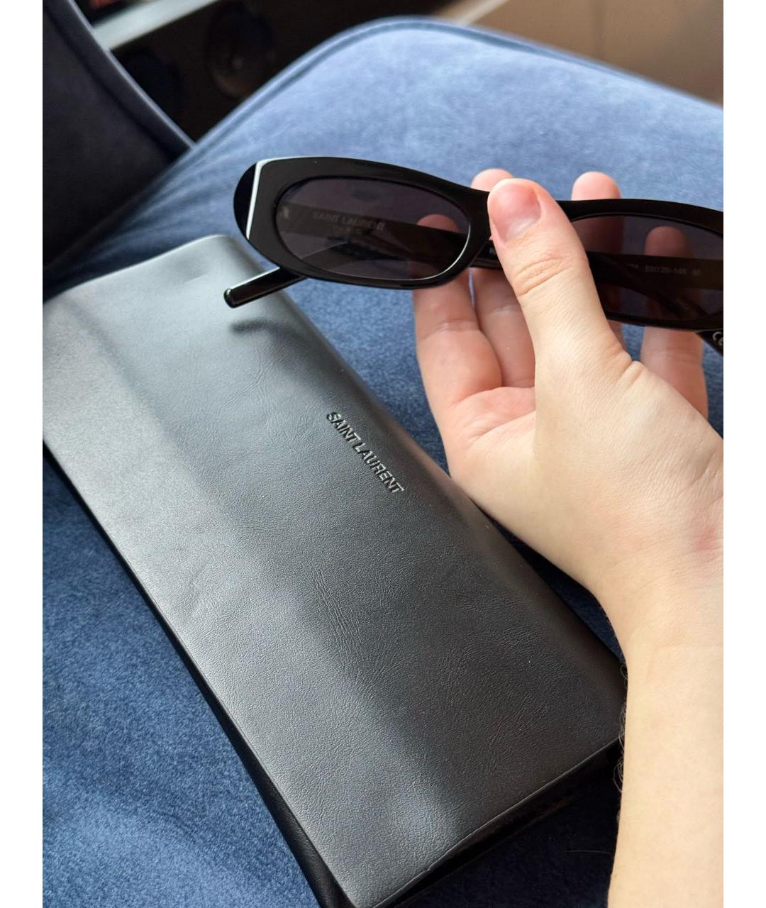 SAINT LAURENT Черные пластиковые солнцезащитные очки, фото 4