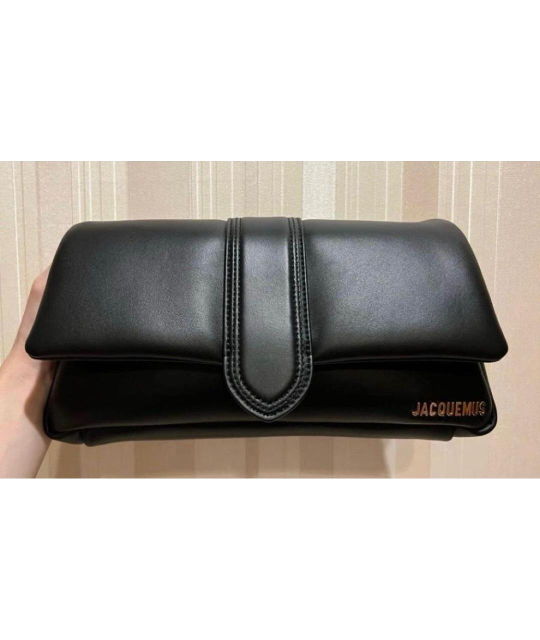 JACQUEMUS Черная кожаная сумка через плечо, фото 7