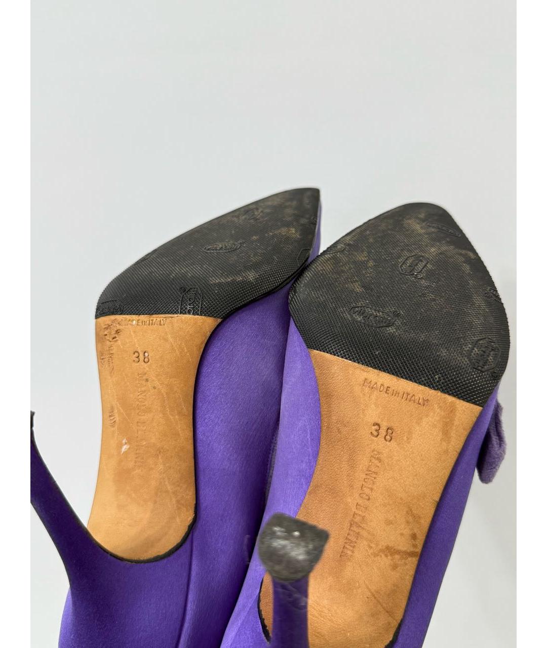 MANOLO BLAHNIK Фиолетовые текстильные туфли, фото 6