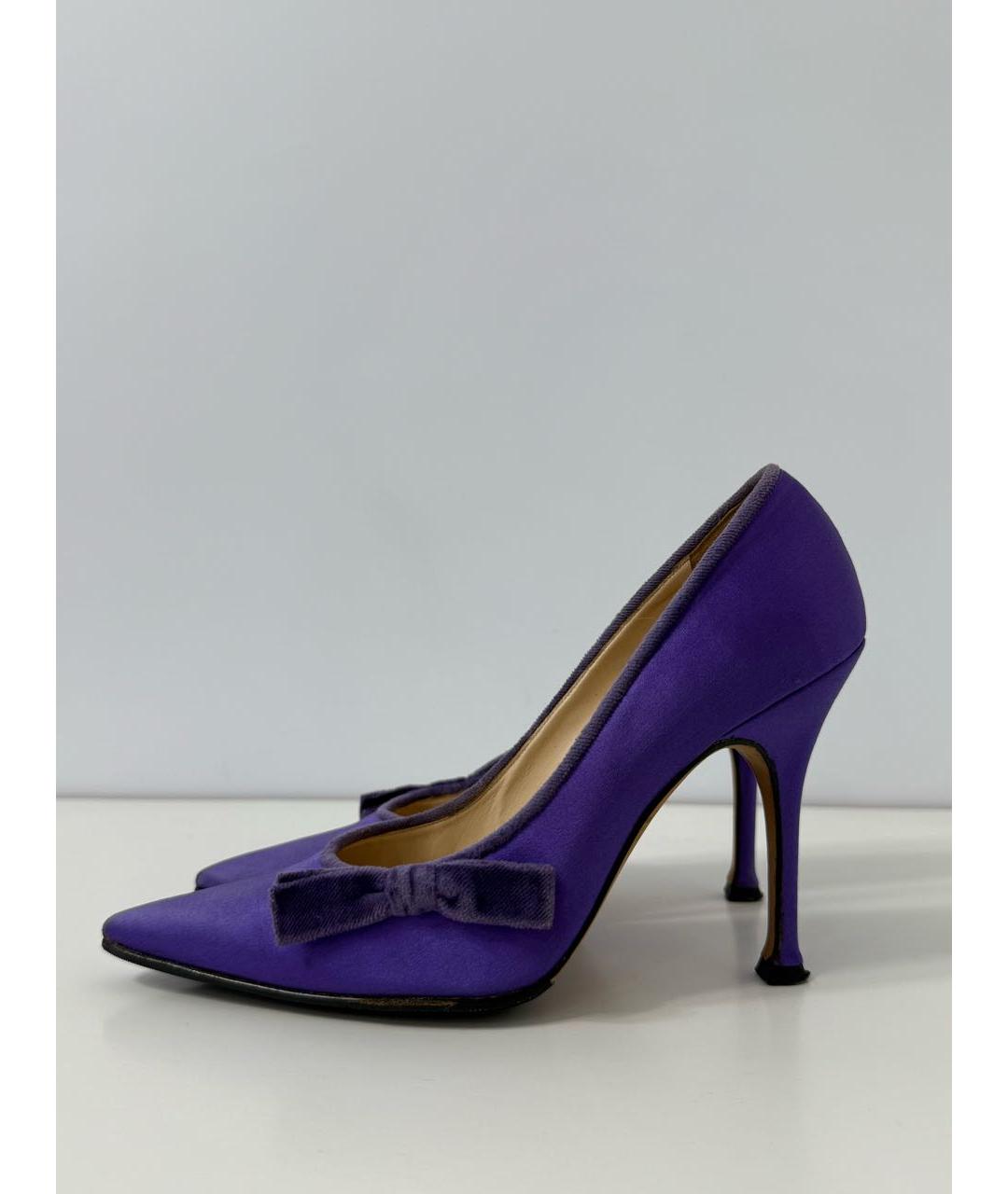 MANOLO BLAHNIK Фиолетовые текстильные туфли, фото 7