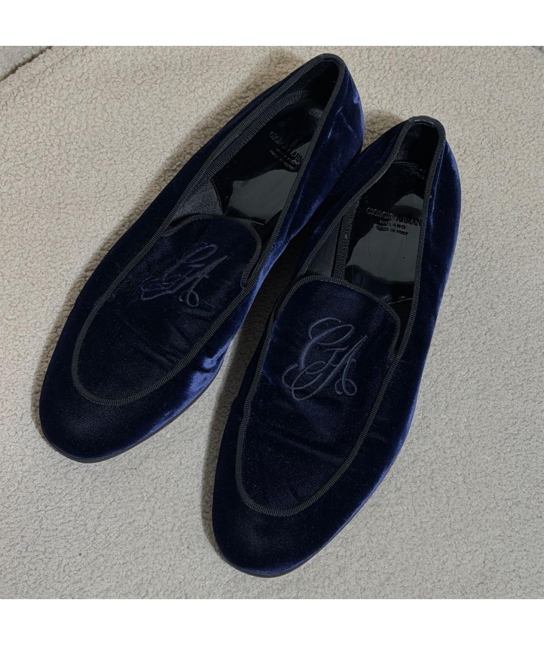 GIORGIO ARMANI Темно-синие бархатные лоферы, фото 2