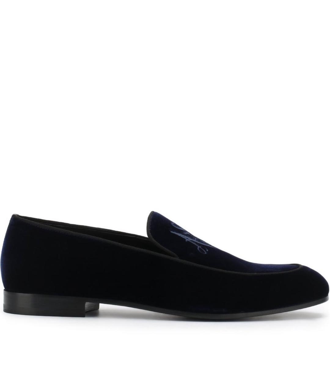 GIORGIO ARMANI Темно-синие бархатные лоферы, фото 9