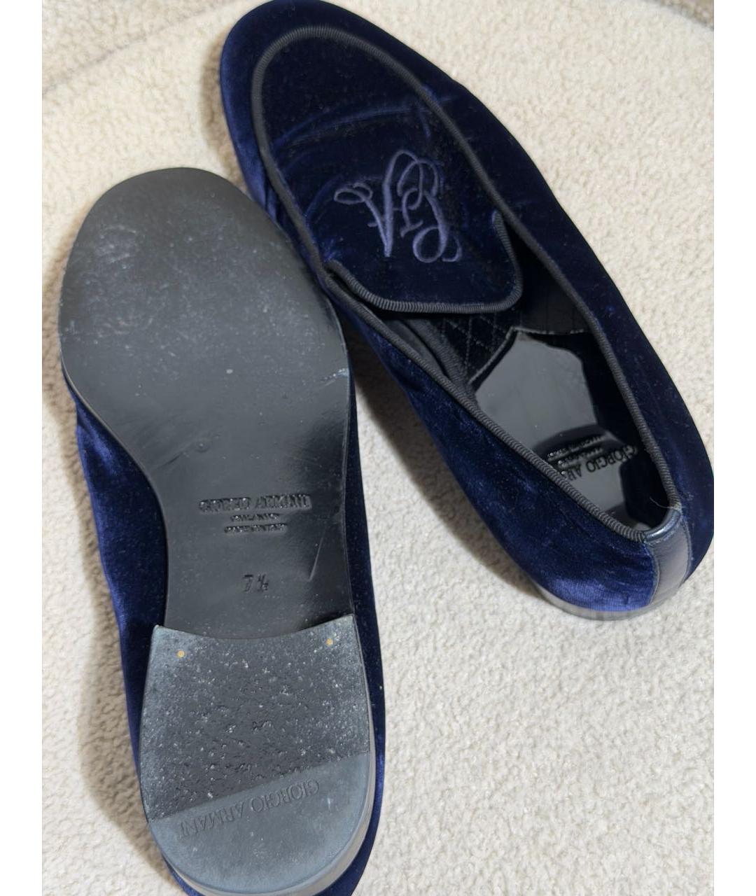 GIORGIO ARMANI Темно-синие бархатные лоферы, фото 8