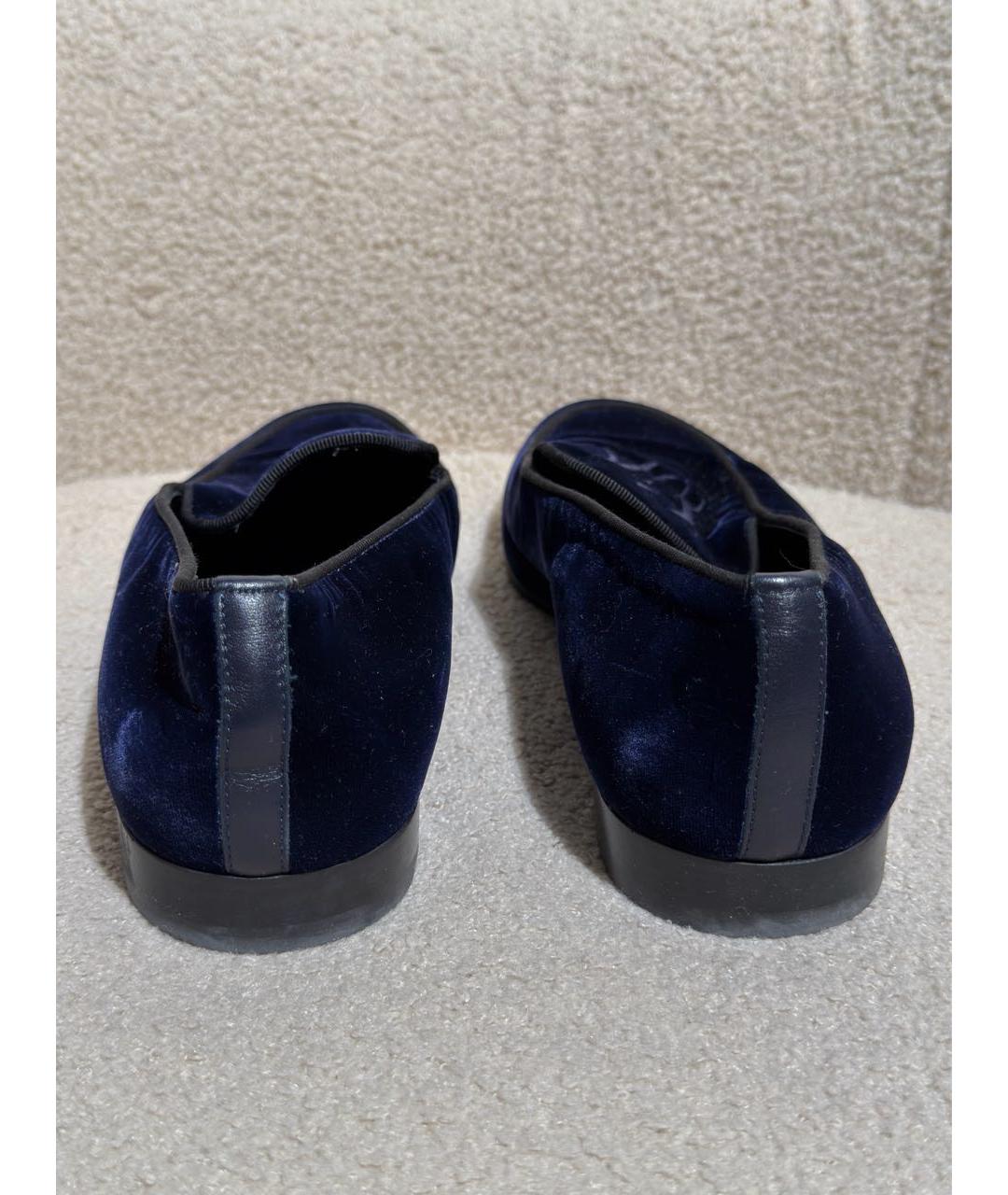 GIORGIO ARMANI Темно-синие бархатные лоферы, фото 4