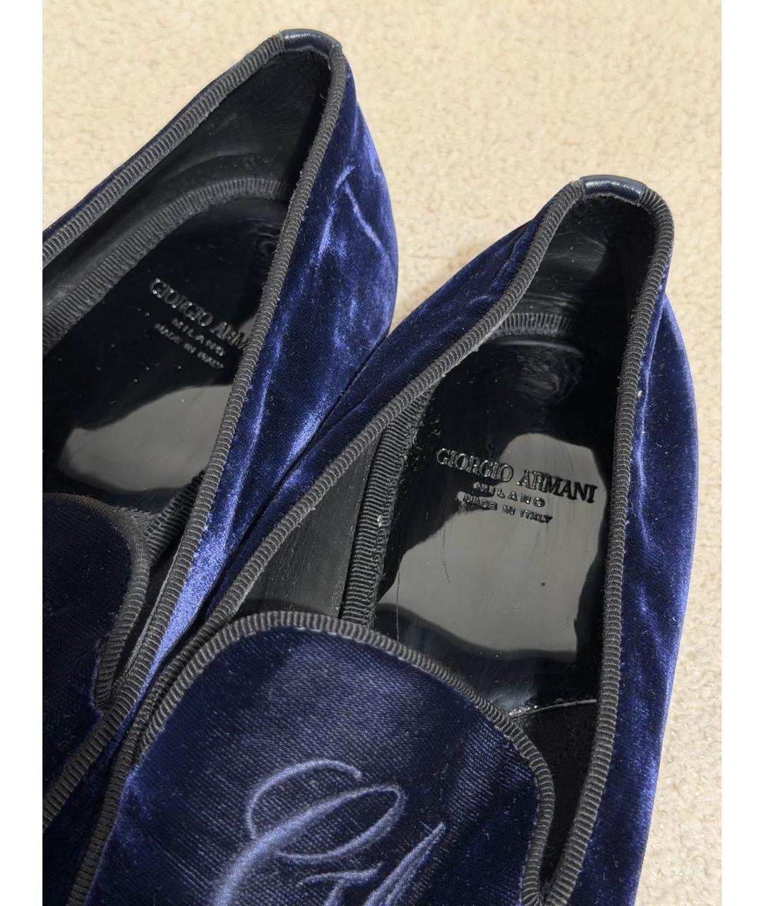 GIORGIO ARMANI Темно-синие бархатные лоферы, фото 3