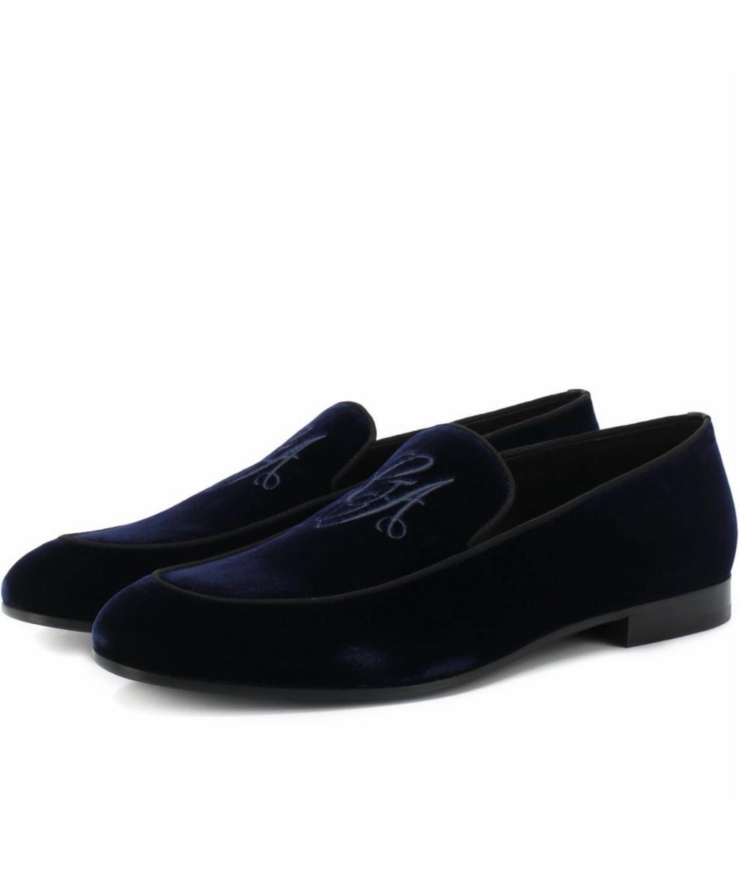 GIORGIO ARMANI Темно-синие бархатные лоферы, фото 7