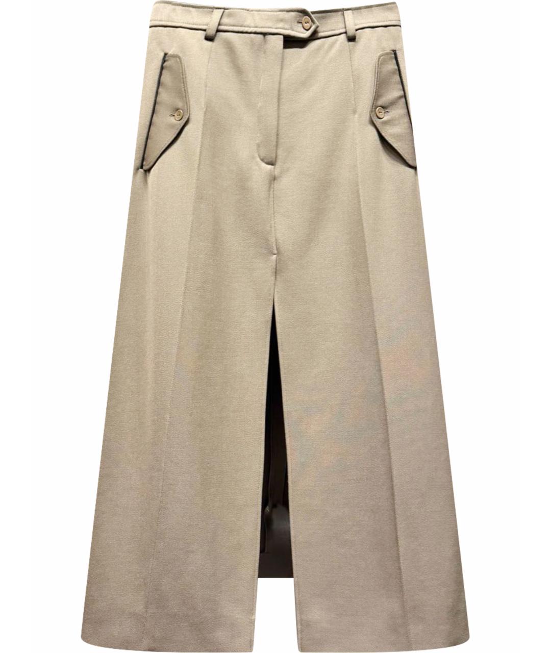 NINA RICCI Бежевая шерстяная юбка миди, фото 1