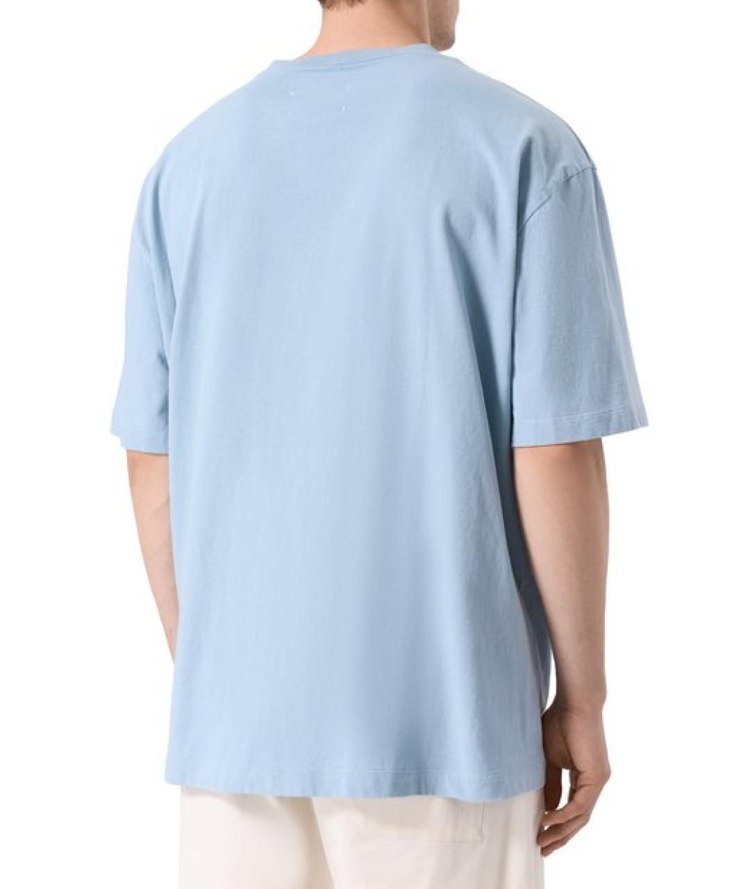 MAISON MARGIELA Голубая хлопковая футболка, фото 2