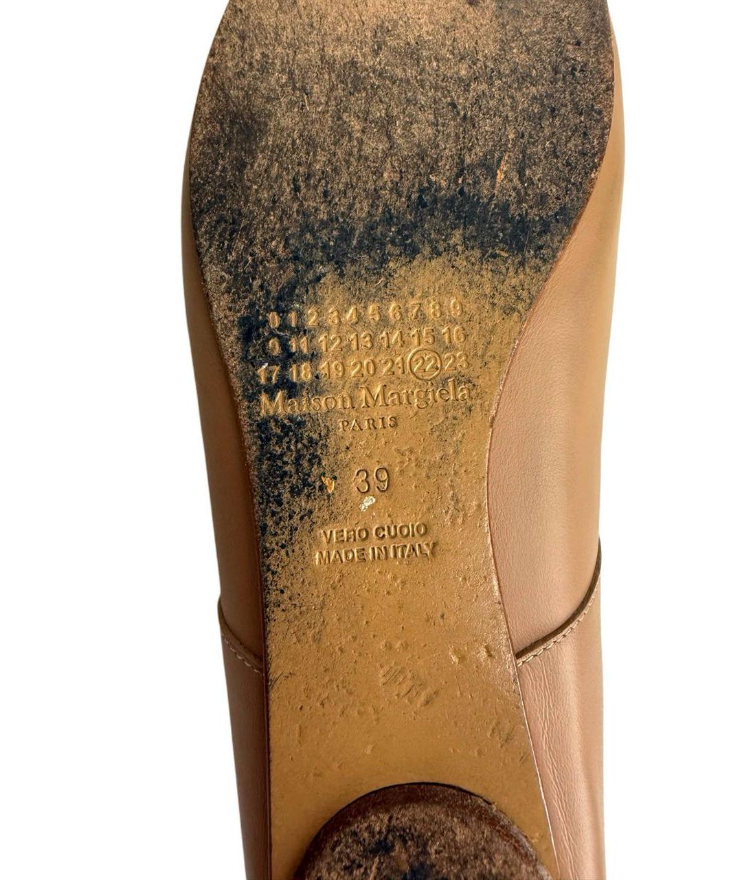 MAISON MARGIELA Бежевые кожаные балетки, фото 8