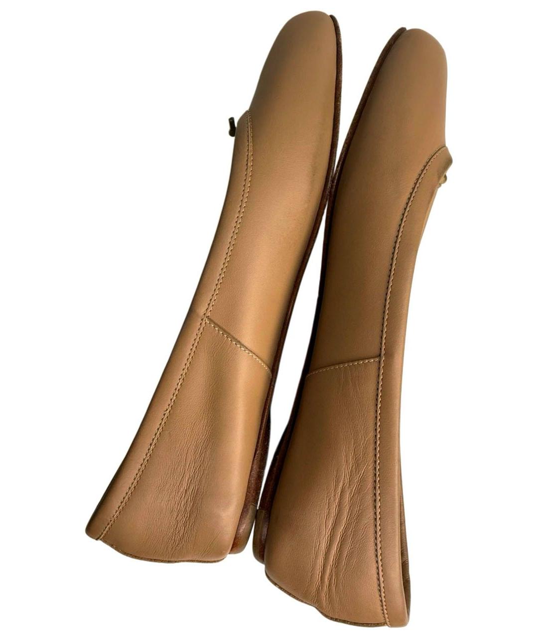 MAISON MARGIELA Бежевые кожаные балетки, фото 5