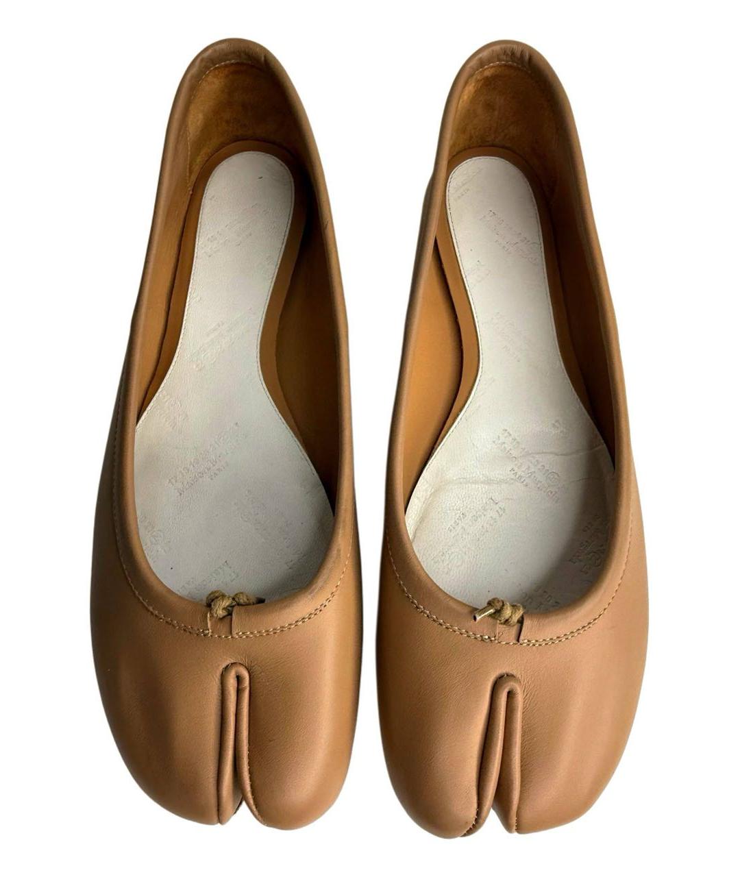 MAISON MARGIELA Бежевые кожаные балетки, фото 3