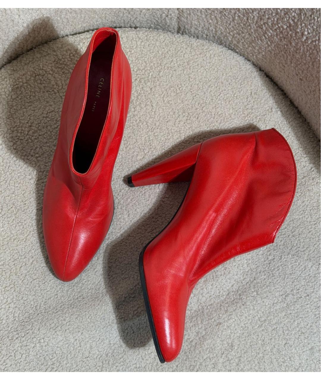CELINE Красные кожаные ботильоны, фото 5