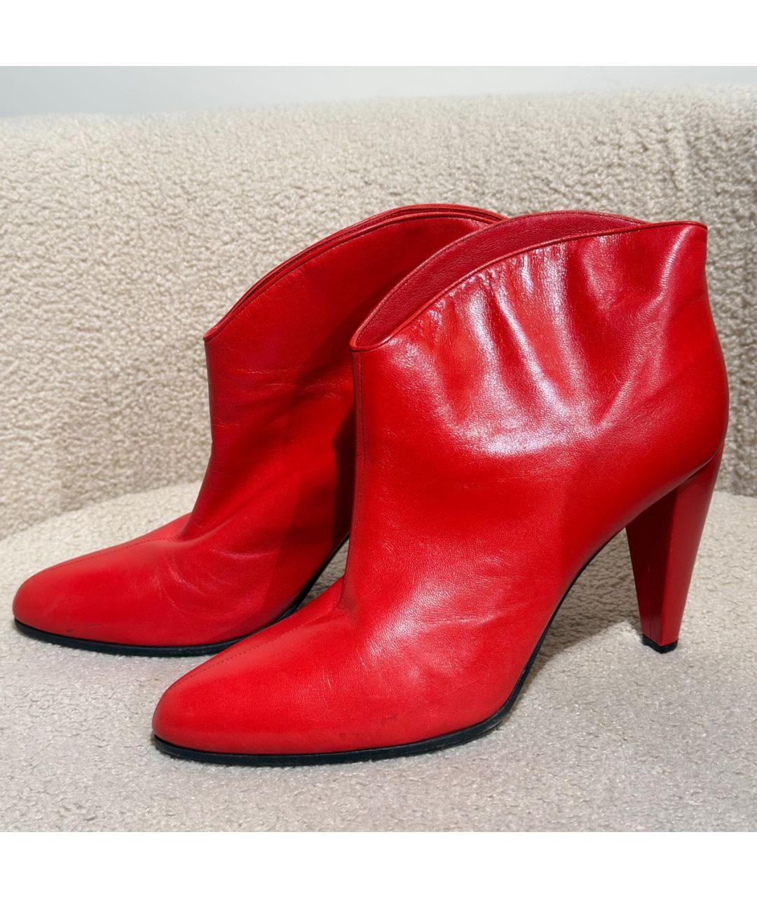 CELINE Красные кожаные ботильоны, фото 7