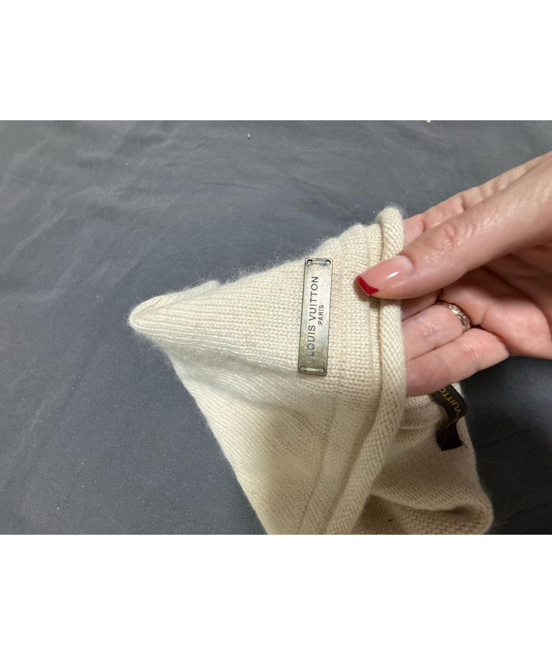 LOUIS VUITTON Бежевая шерстяная шапка, фото 4