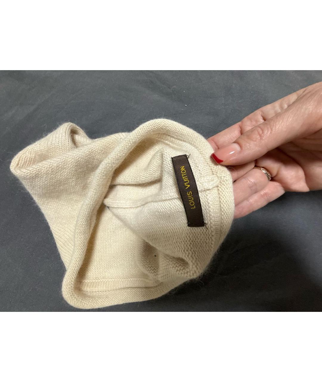 LOUIS VUITTON Бежевая шерстяная шапка, фото 3