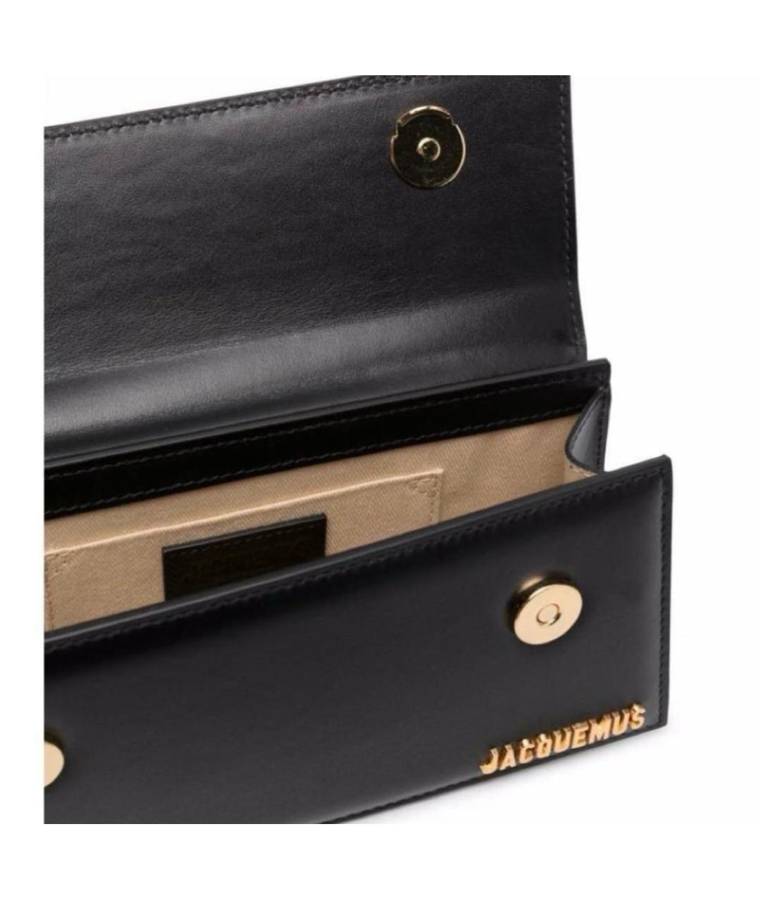 JACQUEMUS Черная кожаная сумка через плечо, фото 4
