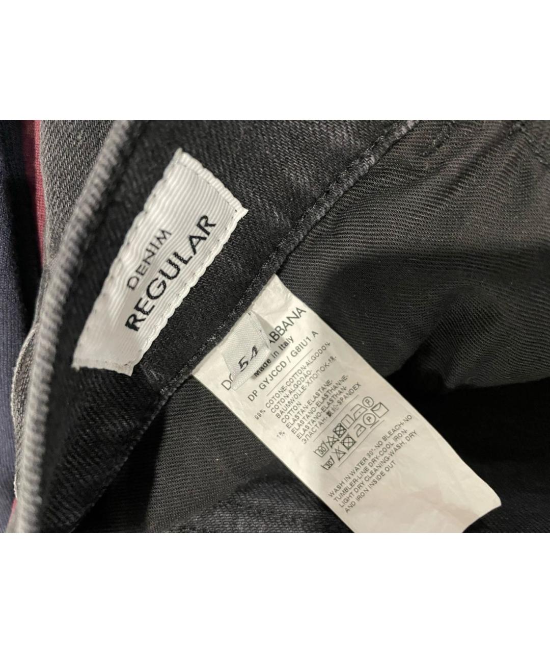 DOLCE&GABBANA Антрацитовые хлопко-эластановые прямые джинсы, фото 3