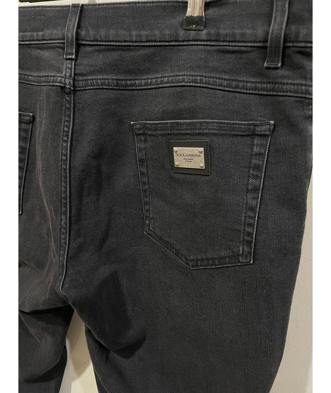 DOLCE&GABBANA Антрацитовые хлопко-эластановые прямые джинсы, фото 4