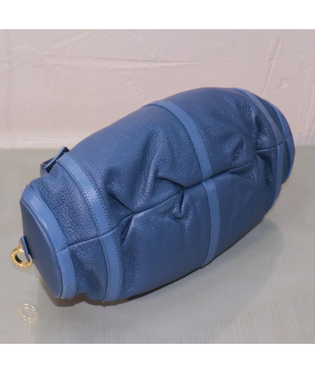 BVLGARI Синяя кожаная сумка с короткими ручками, фото 6