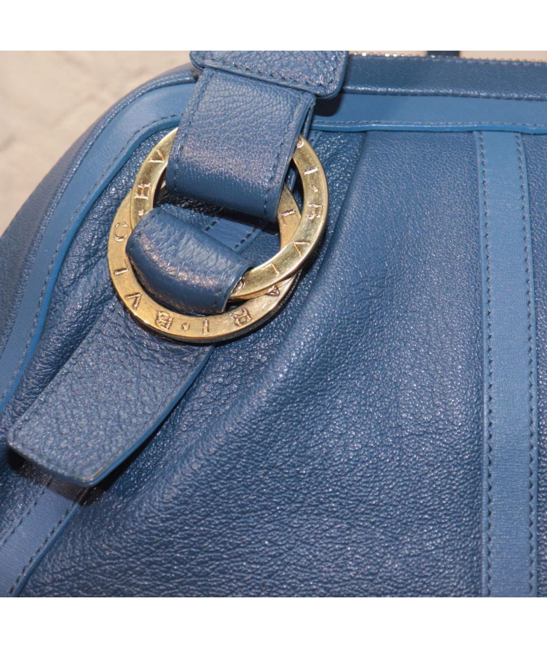 BVLGARI Синяя кожаная сумка с короткими ручками, фото 5