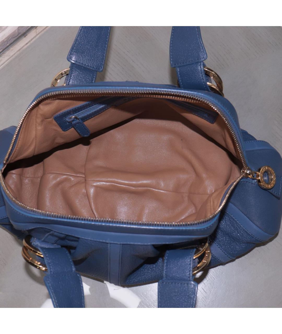 BVLGARI Синяя кожаная сумка с короткими ручками, фото 7