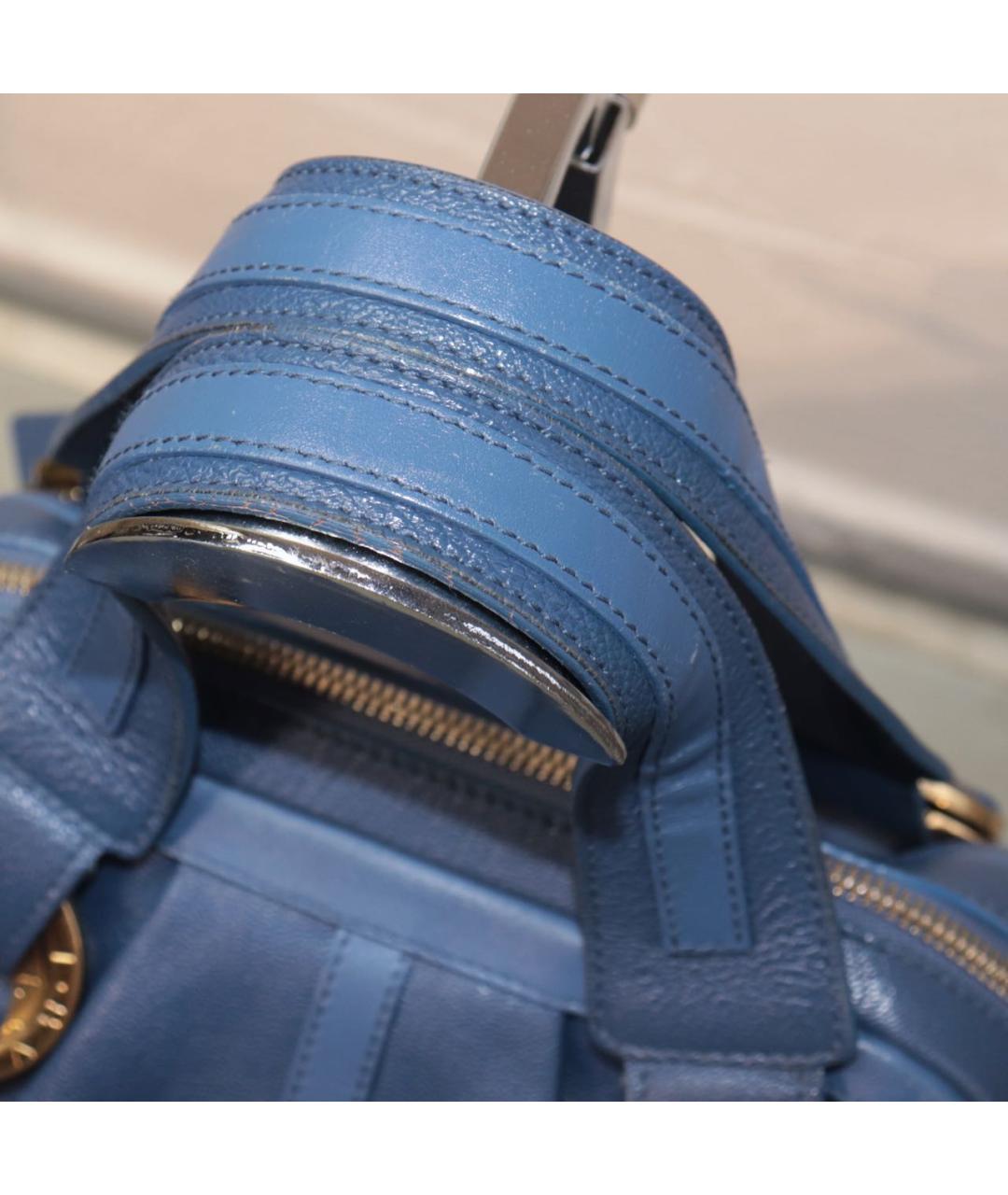 BVLGARI Синяя кожаная сумка с короткими ручками, фото 4